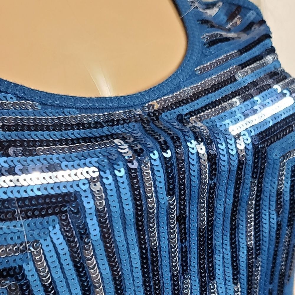 Express  Blue Sequence Tank Top - Picture 4 of 12